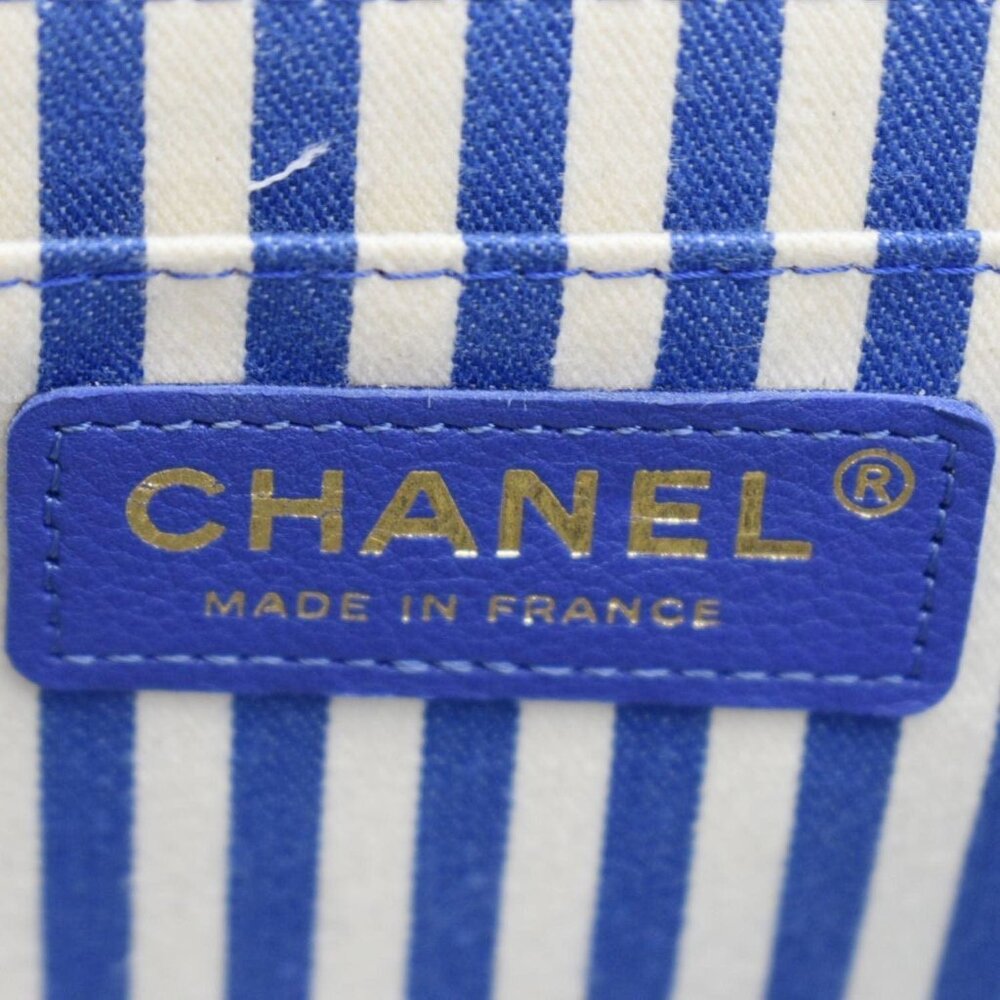 Chanel Coco Envelope Flap Quilted Chevron Leather Crossbody Bag Blue - Picture 12 of 13